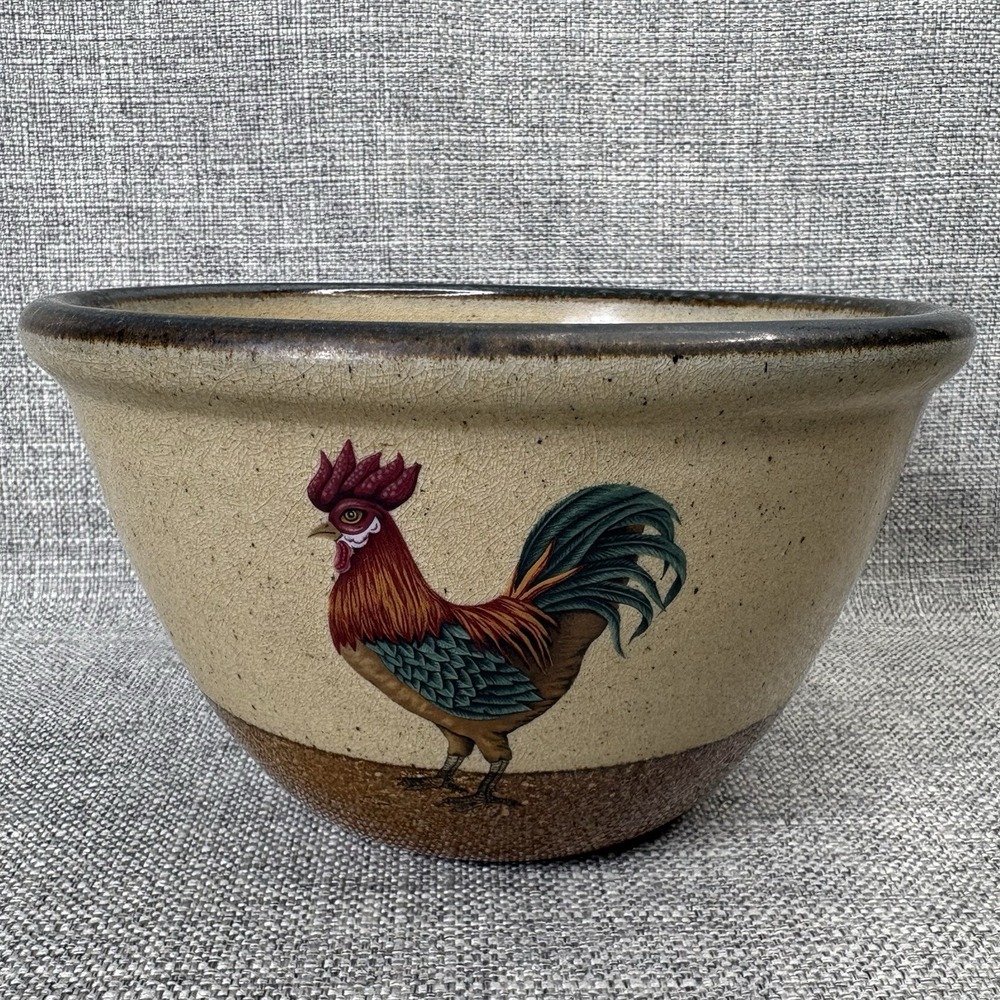 Monroe Salt Works Rooster Salt Glazed Stoneware‎ Mixing Bowl Maine USA 7.5"